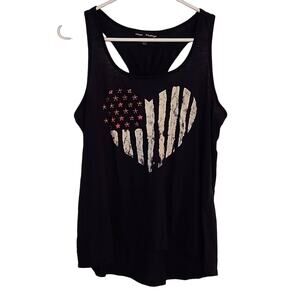 Mason & Mackenzie Navy Blue Heart Flag Tank, Large
